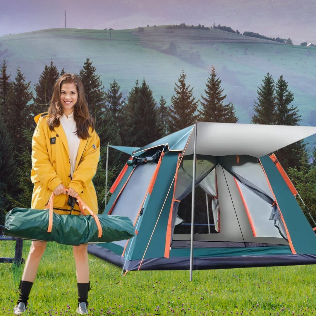 4 Person Tent - Waterproof Camping Tent for Family, Portable 3-Season Outdoor Shelter