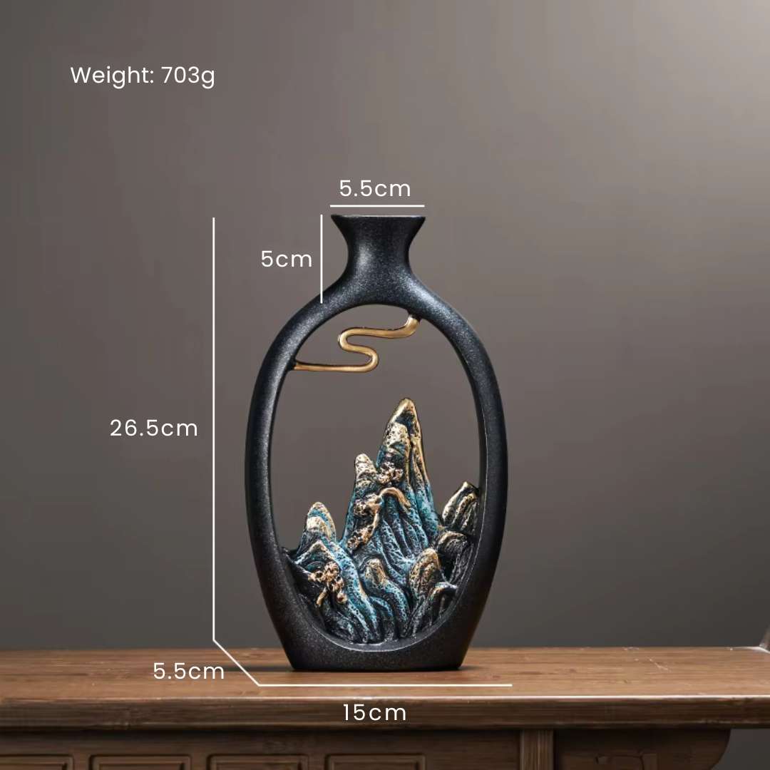 Black Vase – Contemporary Ceramic Vase for Floral Arrangements, Pampas Grass, and Stylish Table or Shelf Decor