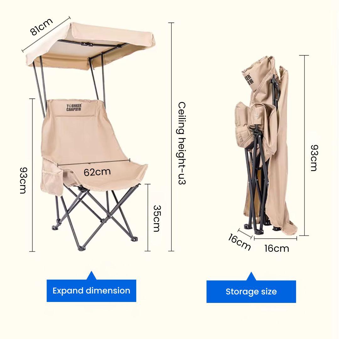 Camping Chairs – Shade Canopy, Folding, Portable, Outdoor Comfort for Beach, Hiking, Tailgating, and More