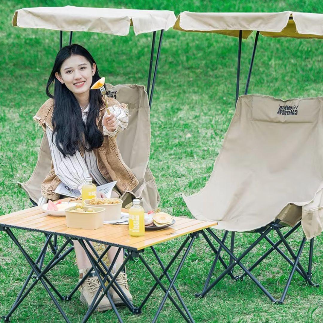 Camping Chairs – Shade Canopy, Folding, Portable, Outdoor Comfort for Beach, Hiking, Tailgating, and More