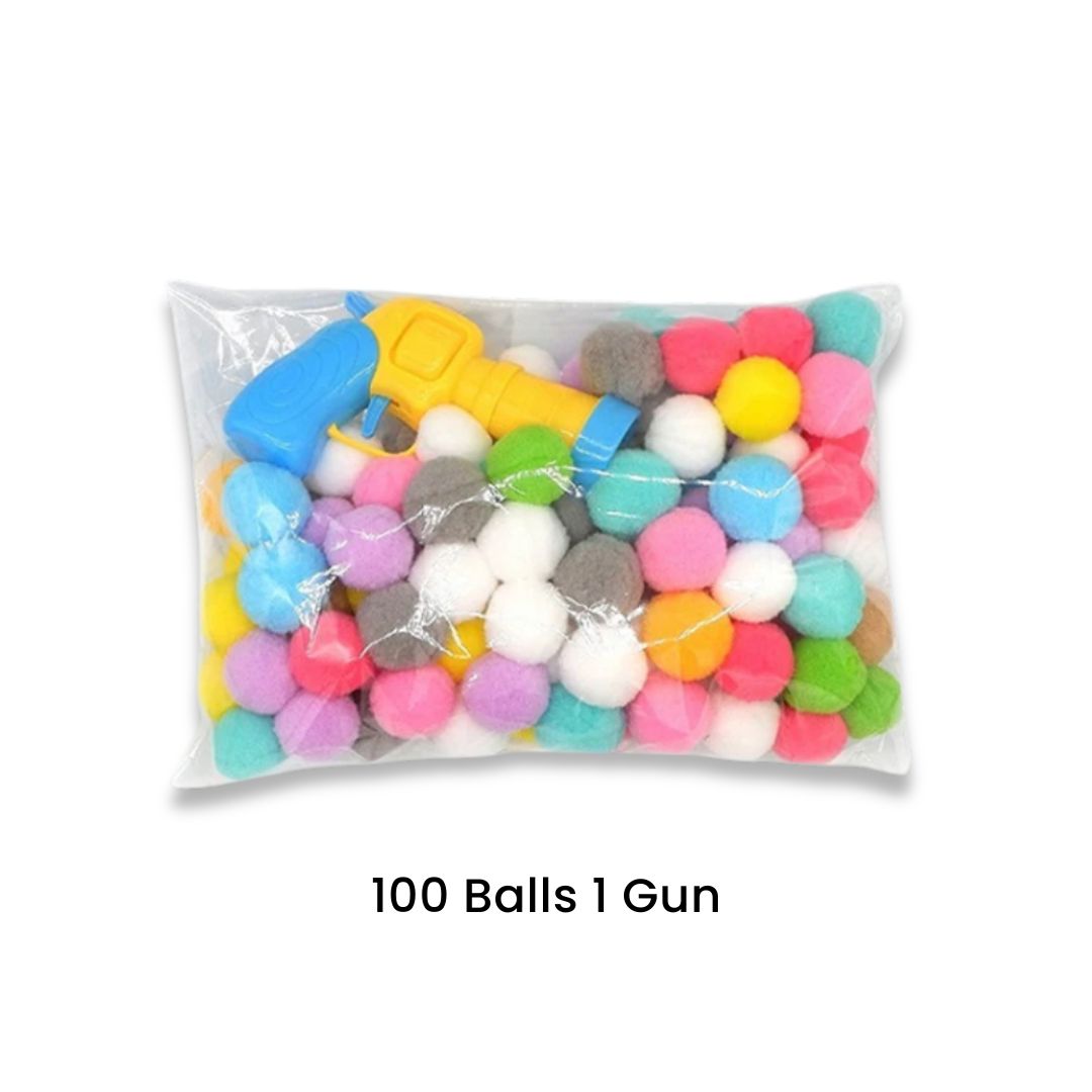 Cat Ball Toy - Funny Cat Interactive Gun Training Toy with Plush Ball Game