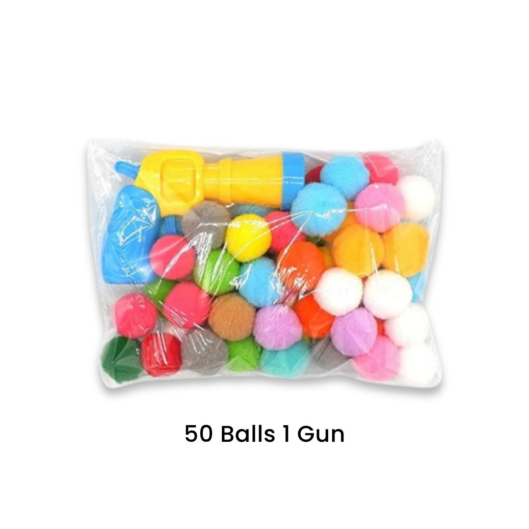 Cat Ball Toy - Funny Cat Interactive Gun Training Toy with Plush Ball Game