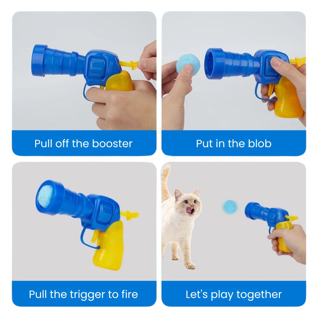 Cat Ball Toy - Funny Cat Interactive Gun Training Toy with Plush Ball Game