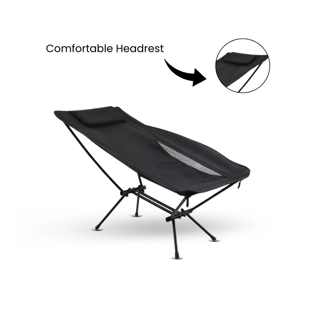Reclining Camp Chair - Portable Adjustable Outdoor Recliner for Camping, Hiking, Travel, and Relaxation