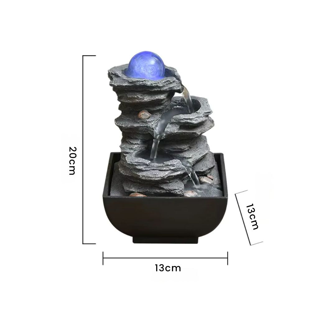 Tabletop Water Fountain – With LED Lights, Indoor Zen Mini Waterfall for Desk Decor