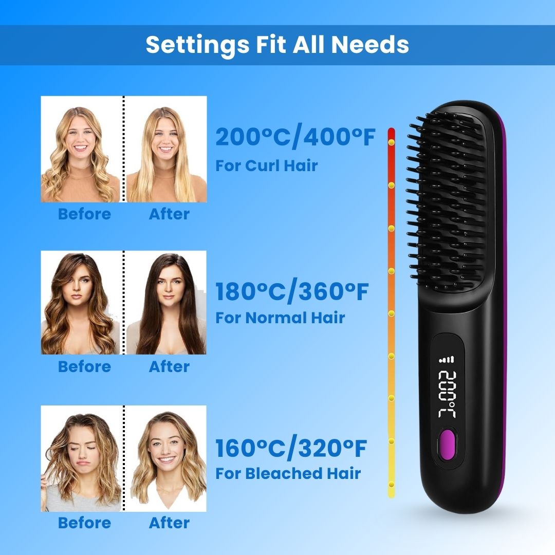 StraightVue™ - Cordless Hair Straightener Brush