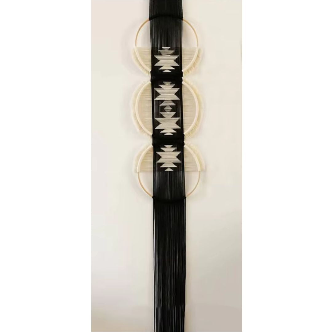 Macrame Wall Hanging Woven with Cotton and Wooden Ring Featuring Handmade Boho Mandala Tapestry