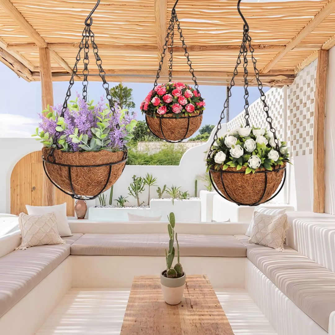 Hanging Plant Pots - Beautiful Faux Flower Planters for Your Garden, Railing, Balcony, Indoor, Outdoor, and Decorative Spaces