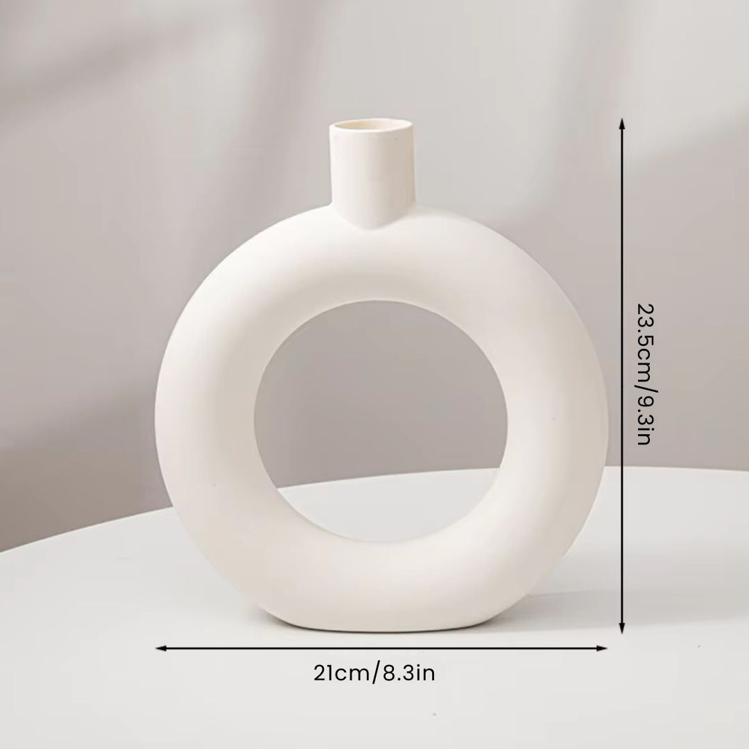 White Vase – Plastic with Ceramic Like Appearance for Indoor Flowers, Modern Centerpiece, and Minimalist Decor