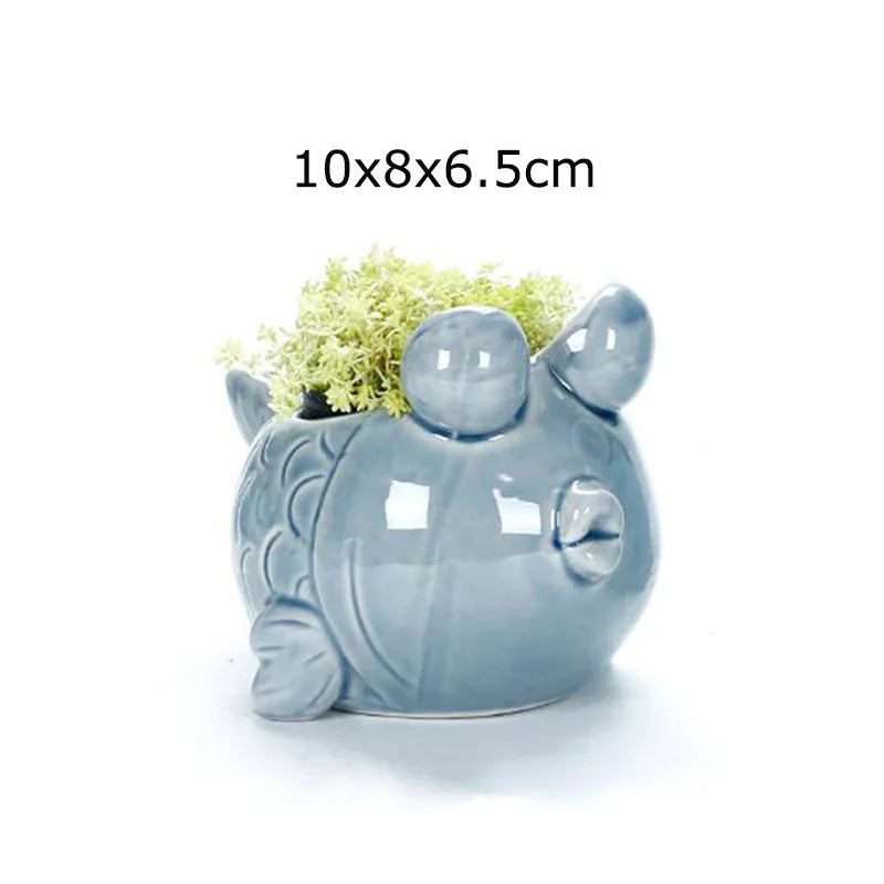 Succulent Pots - Unique Ocean-Inspired Fish, Snail, and Starfish Shaped Planters for Small Cactus and Flowers