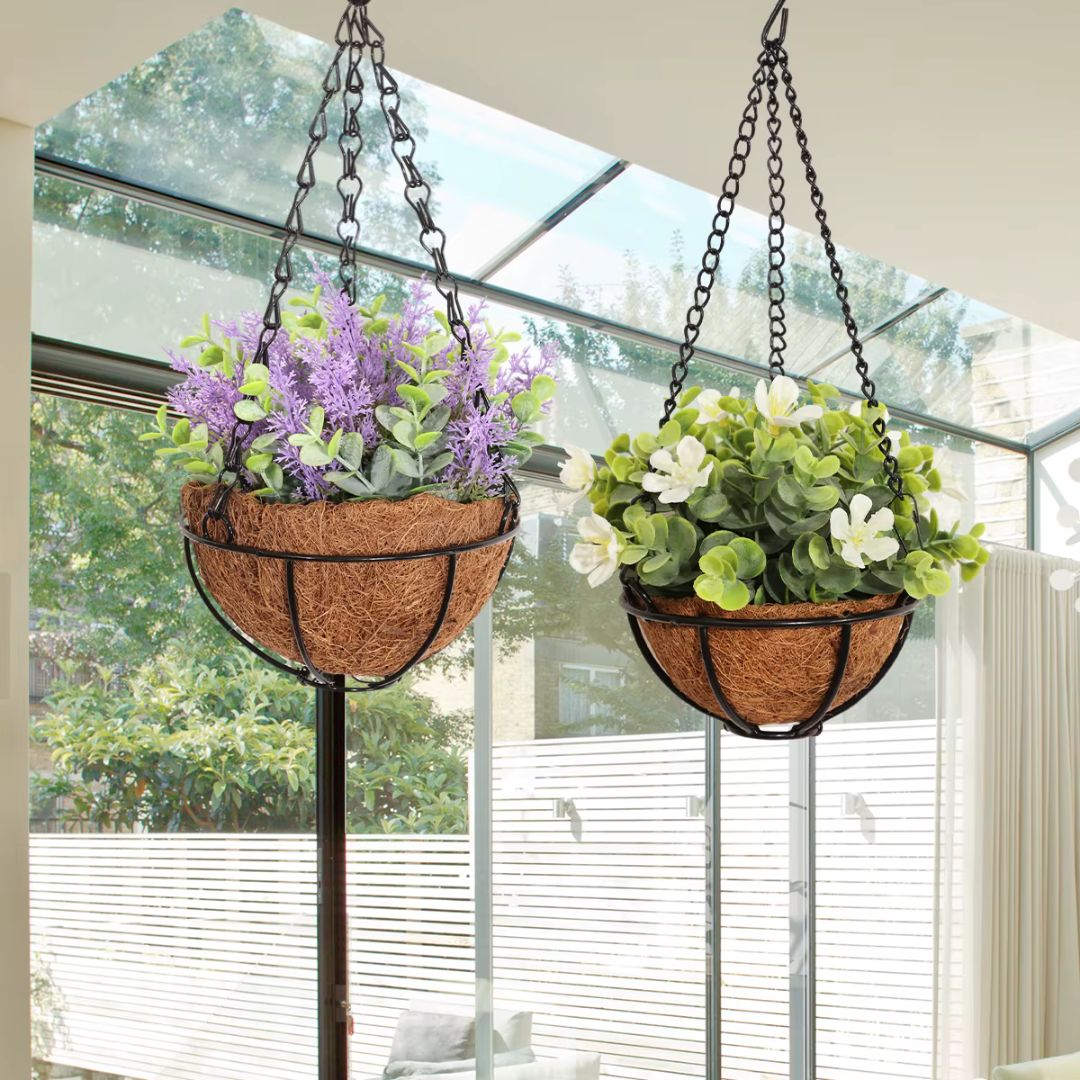 Hanging Plant Pots - Beautiful Faux Flower Planters for Your Garden, Railing, Balcony, Indoor, Outdoor, and Decorative Spaces