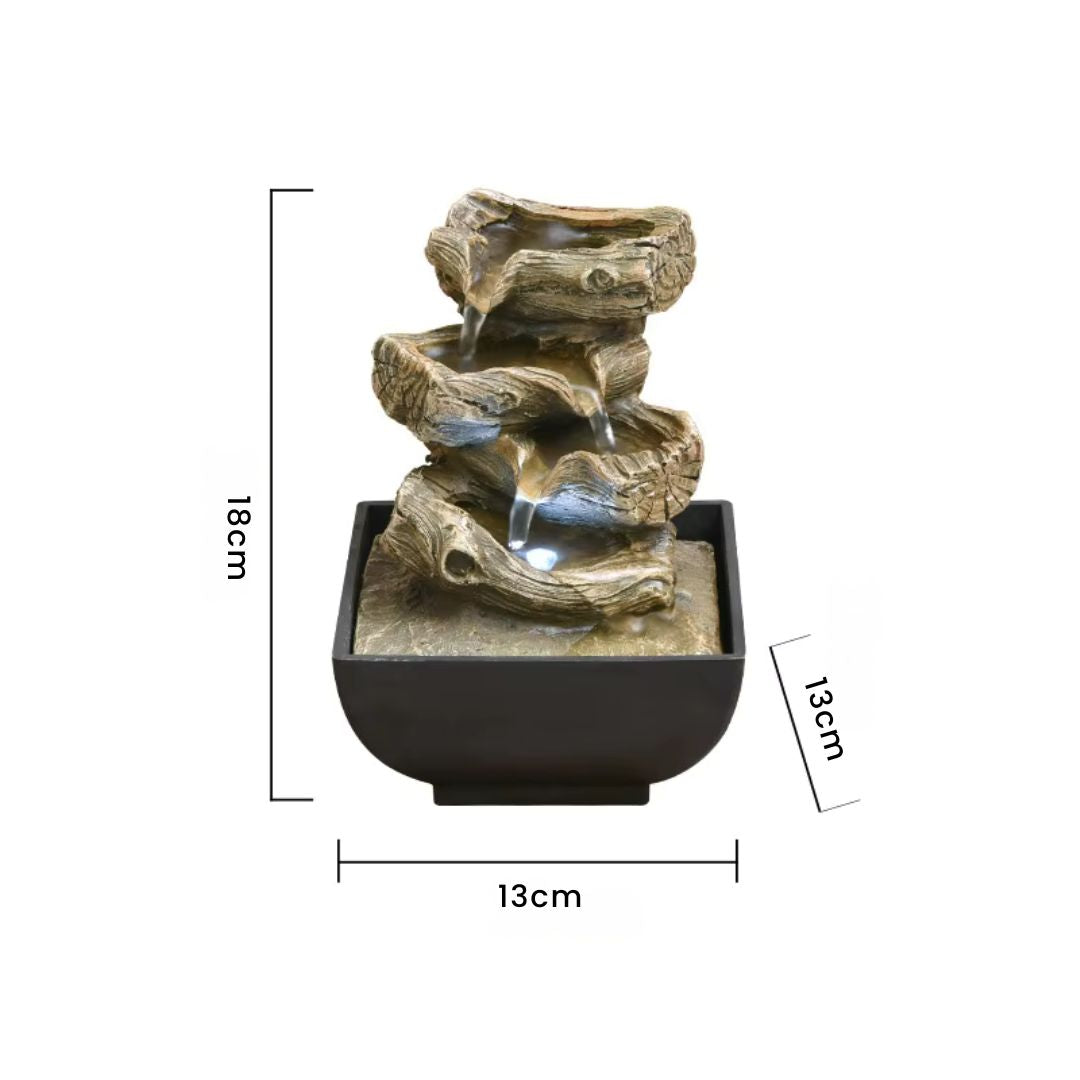 Tabletop Water Fountain – With LED Lights, Indoor Zen Mini Waterfall for Desk Decor