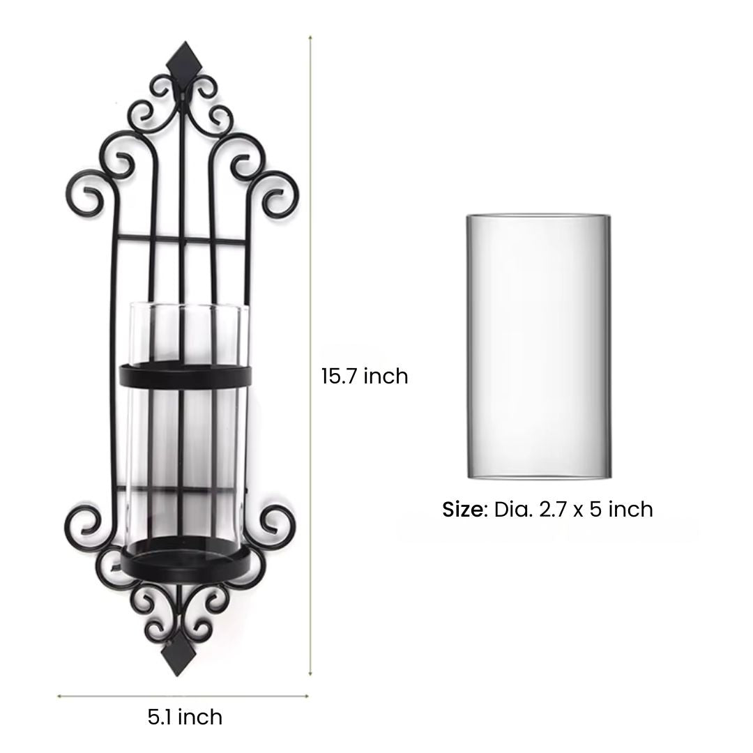 Wall Hanging Candle Holders - Gold and Black Metal Wall Mounted Sconces for Home Decor