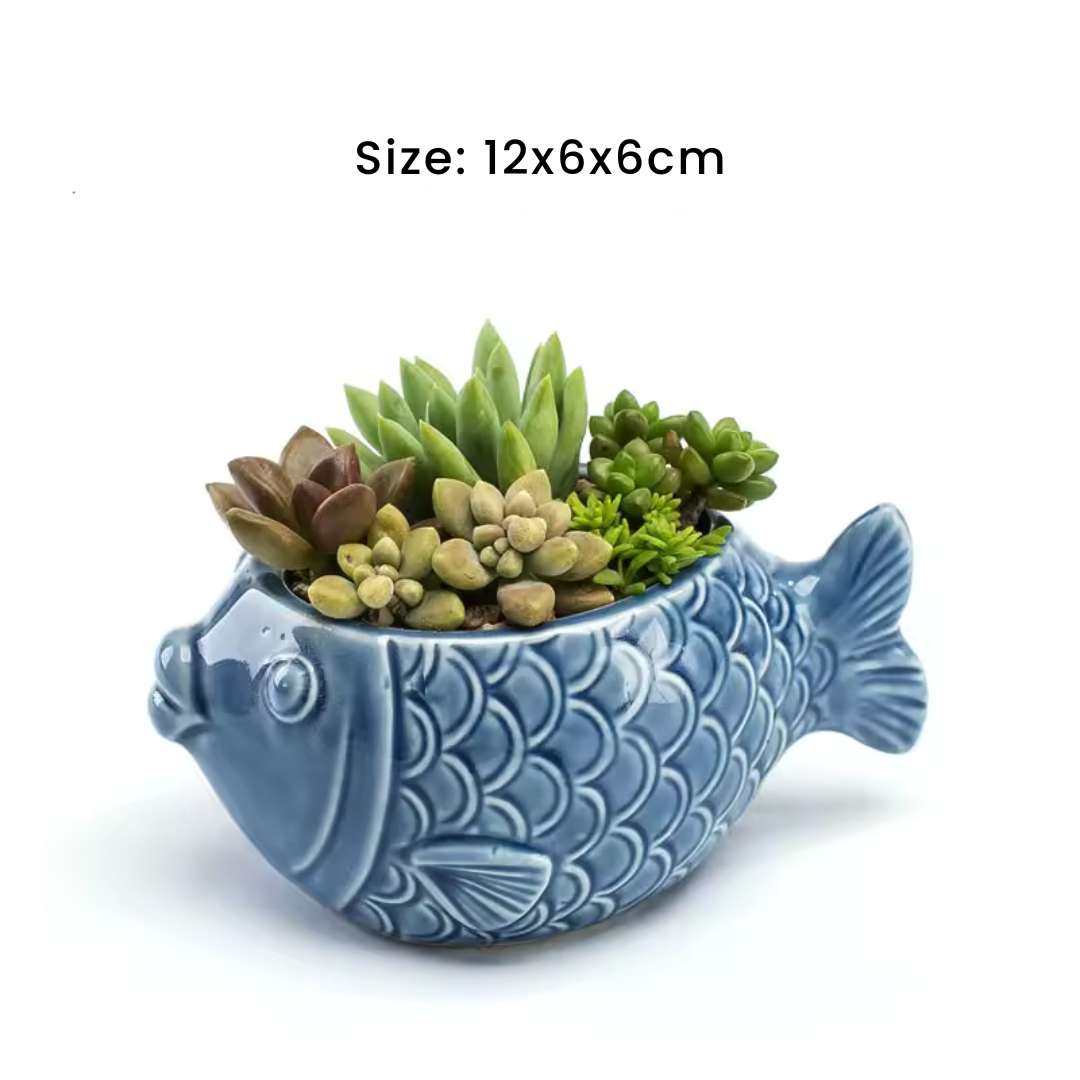 Succulent Pots - Unique Ocean-Inspired Fish, Snail, and Starfish Shaped Planters for Small Cactus and Flowers
