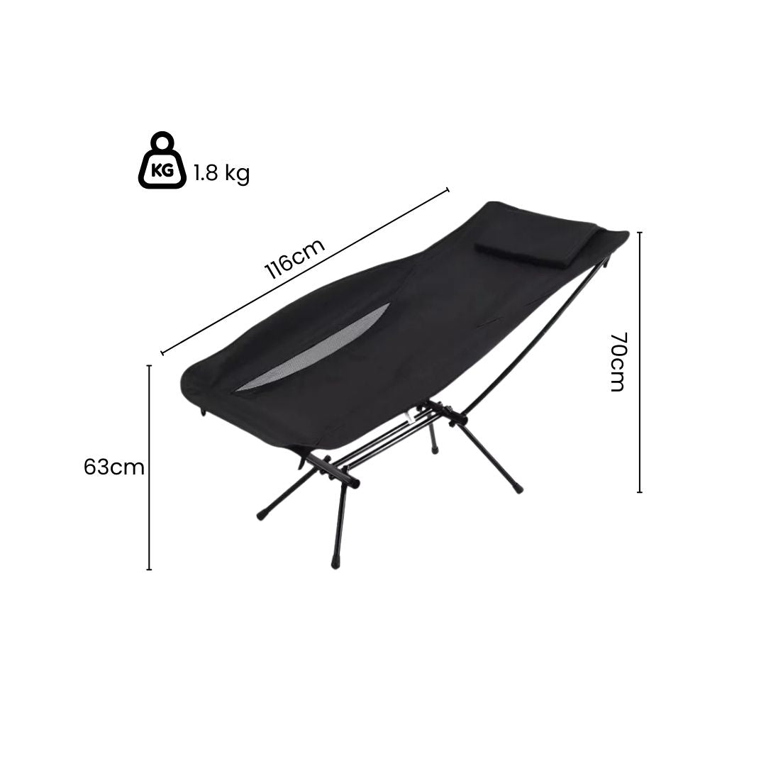 Reclining Camp Chair - Portable Adjustable Outdoor Recliner for Camping, Hiking, Travel, and Relaxation