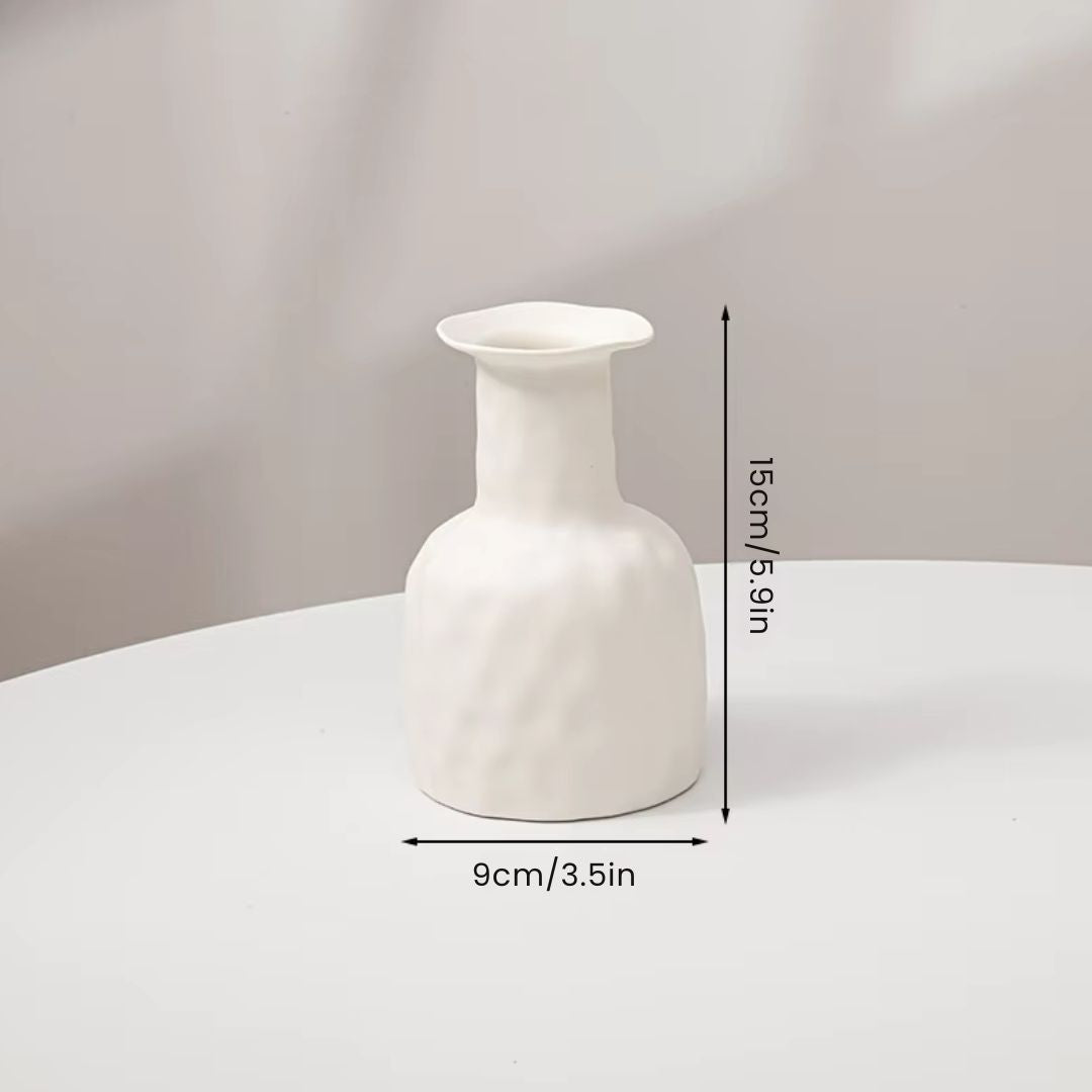 White Vase – Plastic with Ceramic Like Appearance for Indoor Flowers, Modern Centerpiece, and Minimalist Decor