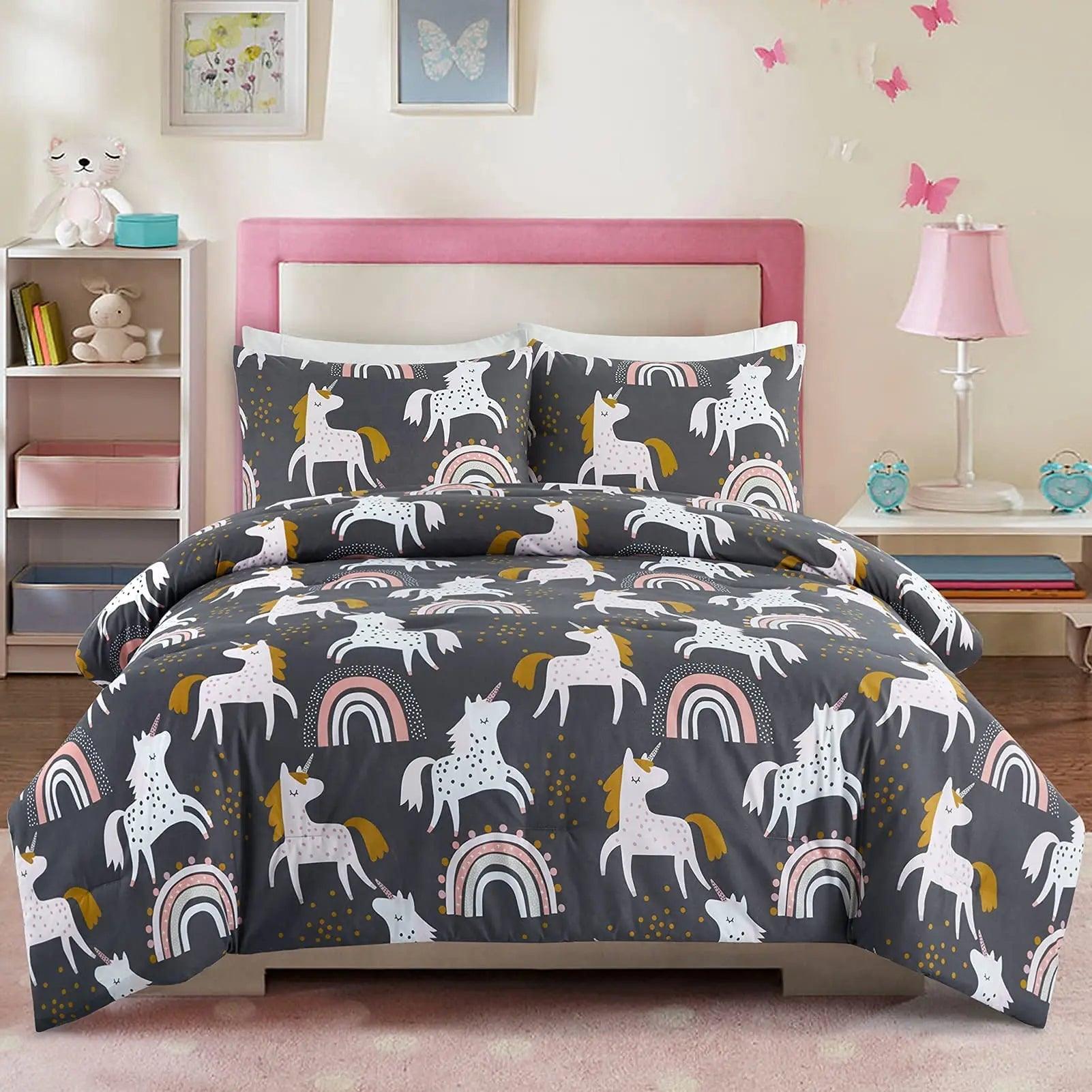 Unicorn Bedding Set – Pink & Purple Galaxy Design for Kids, Girls, Toddlers, Single to King Sizes