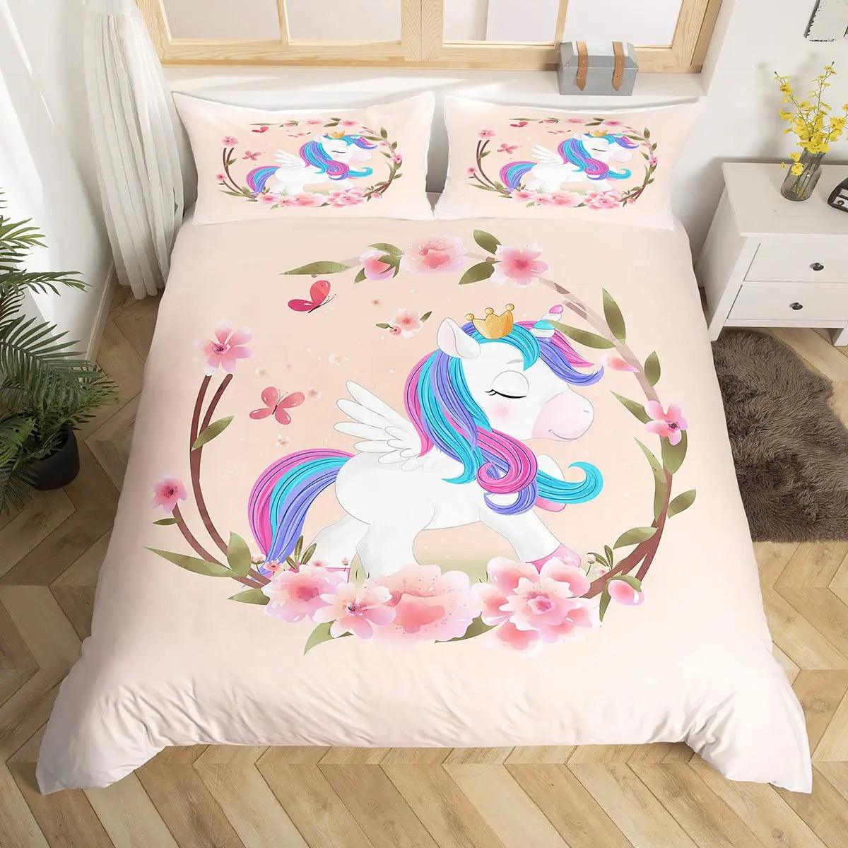 Unicorn Bedding Set – Pink & Purple Galaxy Design for Kids, Girls, Toddlers, Single to King Sizes