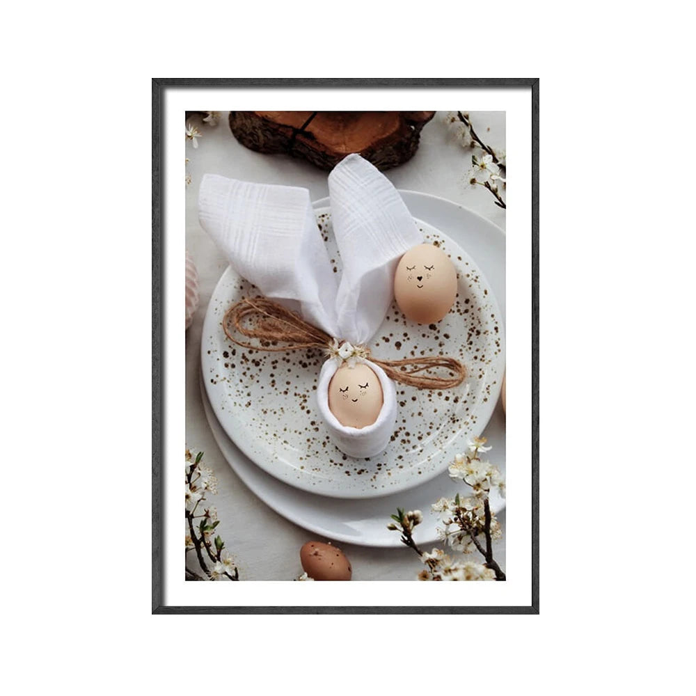 Kitchen Wall Art: Tea Bread Egg Food Canvas Painting for Kitchen Decor