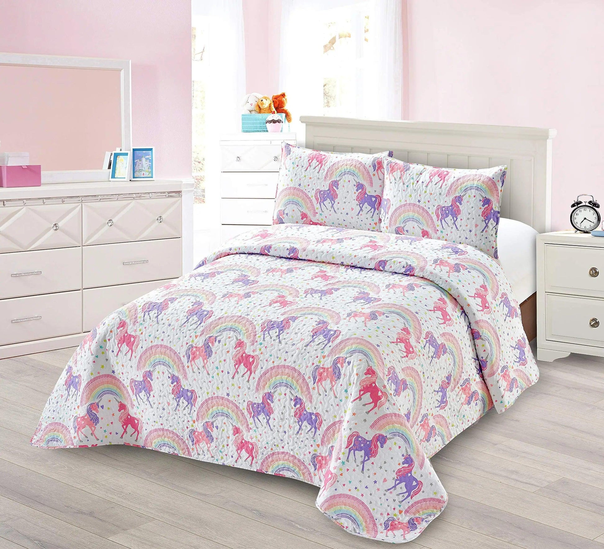 Unicorn Bedding Set – Pink & Purple Galaxy Design for Kids, Girls, Toddlers, Single to King Sizes
