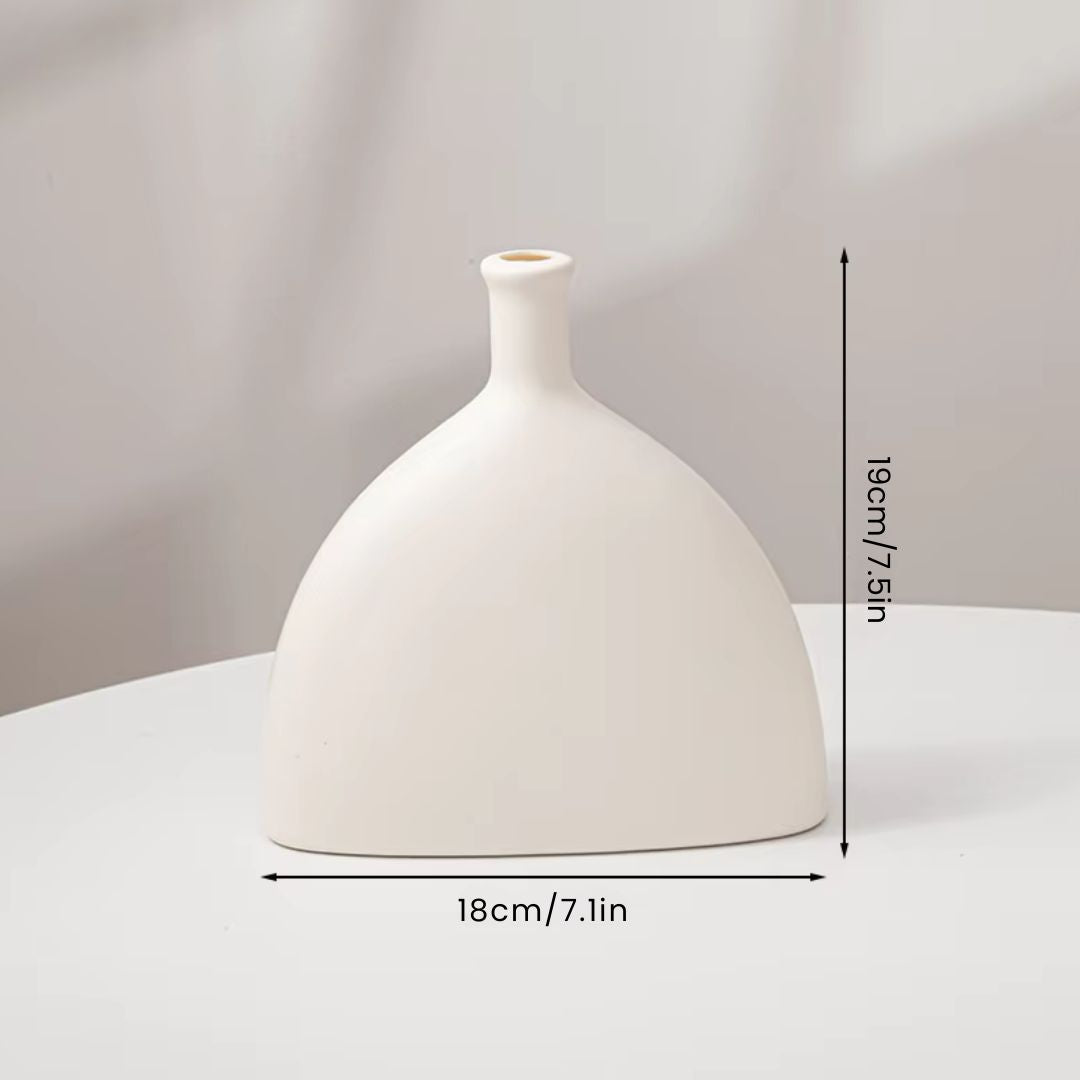 White Vase – Plastic with Ceramic Like Appearance for Indoor Flowers, Modern Centerpiece, and Minimalist Decor