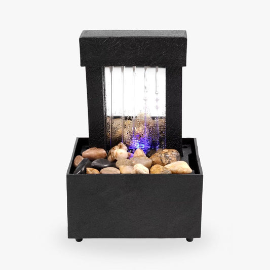 Small Water Fountain – Mini Indoor Fountain for Desk with LED Lights, Battery Operated & Relaxing Water Feature