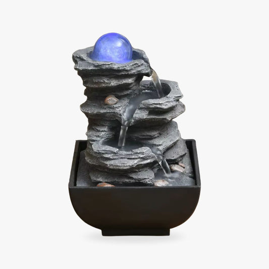 Tabletop Water Fountain – With LED Lights, Indoor Zen Mini Waterfall for Desk Decor