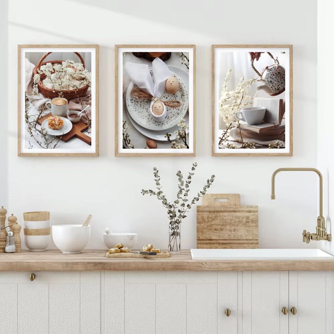 Kitchen Wall Art: Tea Bread Egg Food Canvas Painting for Kitchen Decor