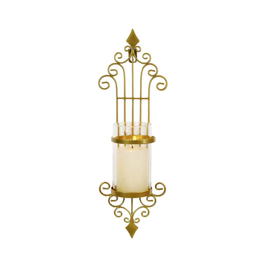 Wall Hanging Candle Holders - Gold and Black Metal Wall Mounted Sconces for Home Decor