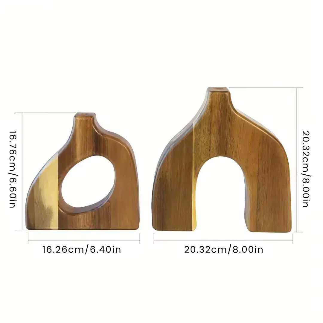 Wooden Vase Set – Handcrafted Acacia Wood, Decorative, Nordic Style, Ideal for Flowers & Plants
