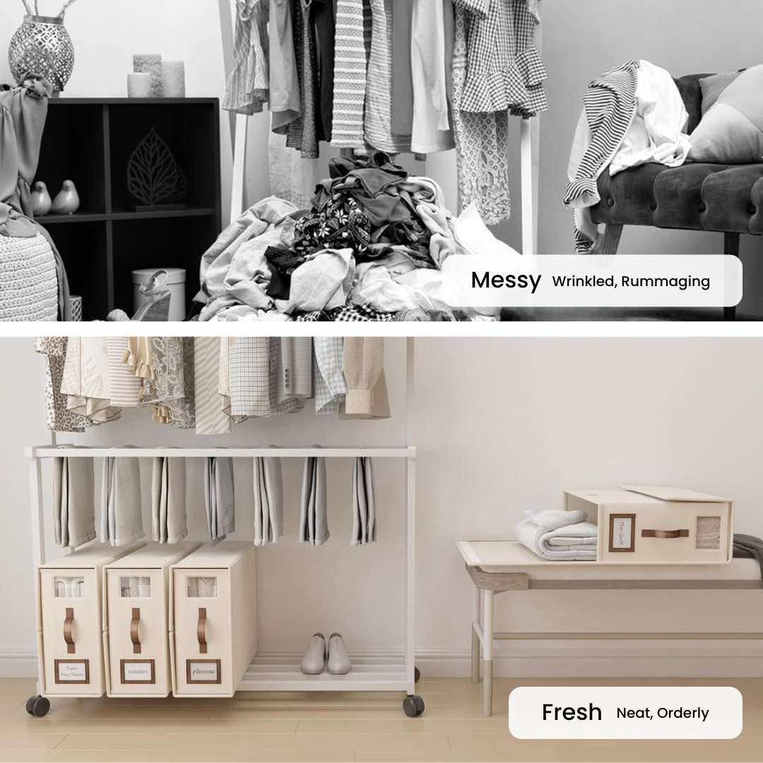 Bed Sheet Organiser - Large Capacity Quilt Storage Box for Bedding and Foldable Wardrobe Organization