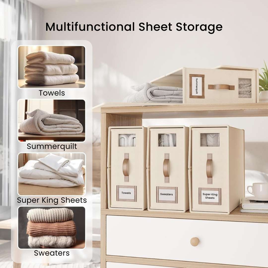 Bed Sheet Organiser - Large Capacity Quilt Storage Box for Bedding and Foldable Wardrobe Organization