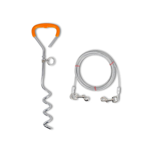 Dog Tie Out Stake and Cable – Anchor & Chain for Secure Ground Tethering