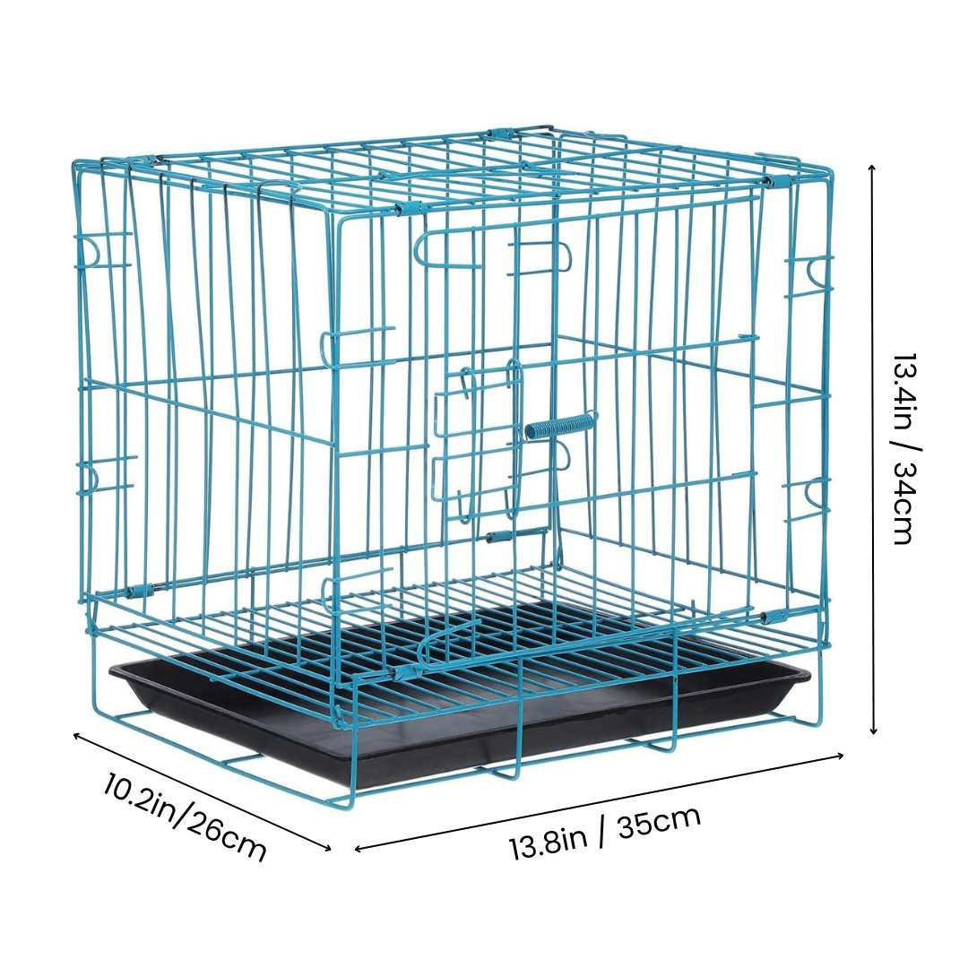 Small Dog Crate - Portable Folding Travel Cage with Divider, Removable Tray, and Handle for Puppies
