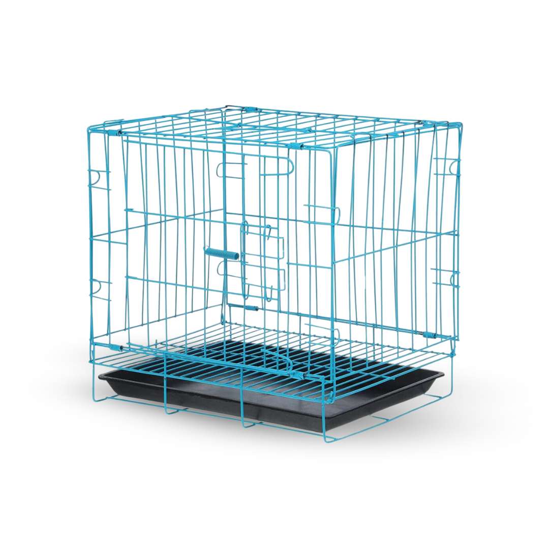 Small Dog Crate - Portable Folding Travel Cage with Divider, Removable Tray, and Handle for Puppies