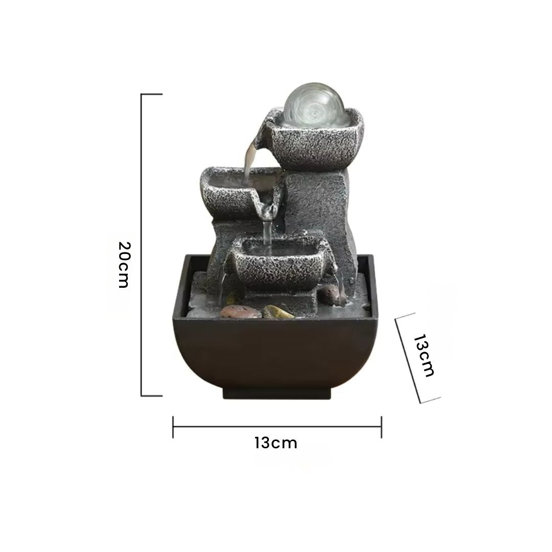 Tabletop Water Fountain – With LED Lights, Indoor Zen Mini Waterfall for Desk Decor