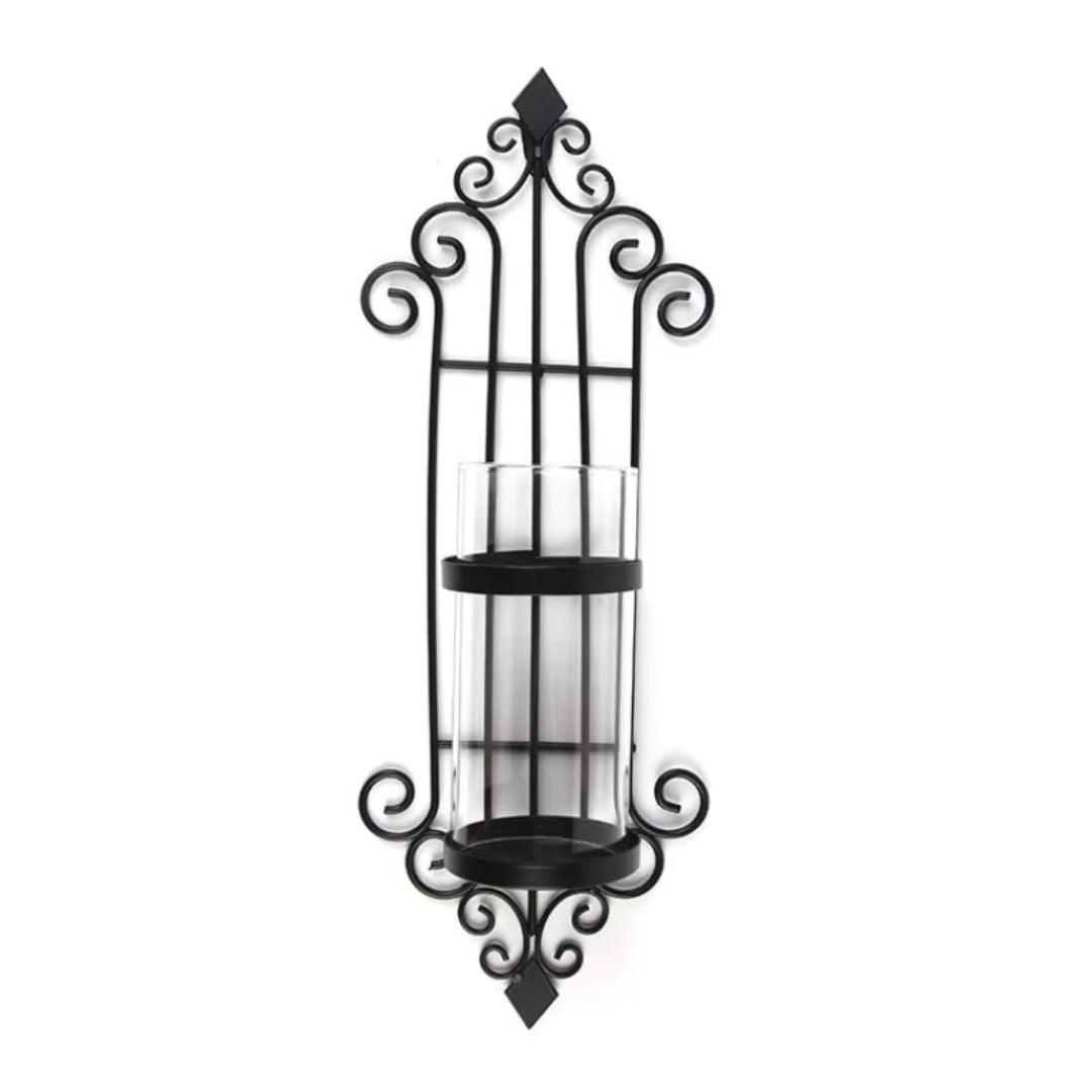 Wall Hanging Candle Holders - Gold and Black Metal Wall Mounted Sconces for Home Decor