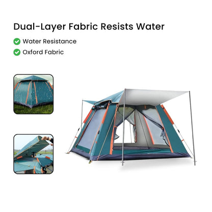 4 Person Tent - Waterproof Camping Tent for Family, Portable 3-Season Outdoor Shelter