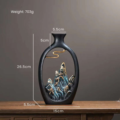 Black Vase – Contemporary Ceramic Vase for Floral Arrangements, Pampas Grass, and Stylish Table or Shelf Decor