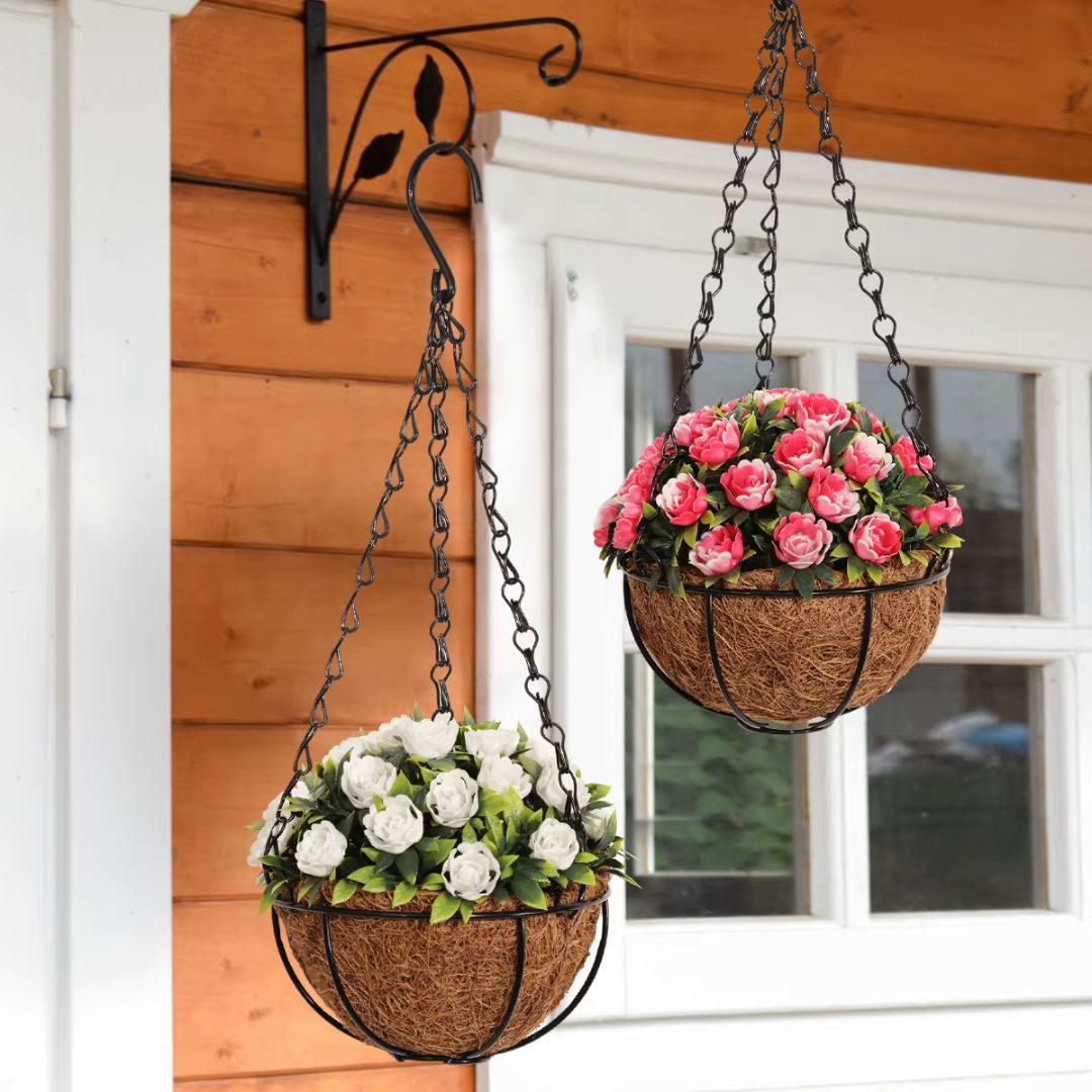 Hanging Plant Pots - Beautiful Faux Flower Planters for Your Garden, Railing, Balcony, Indoor, Outdoor, and Decorative Spaces