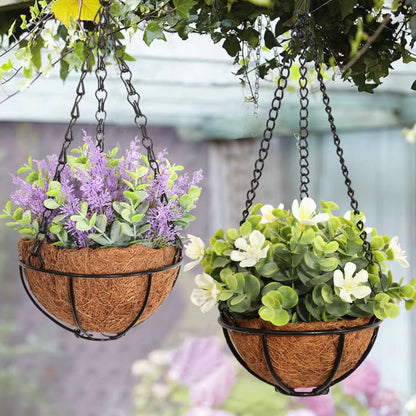 Hanging Plant Pots - Beautiful Faux Flower Planters for Your Garden, Railing, Balcony, Indoor, Outdoor, and Decorative Spaces
