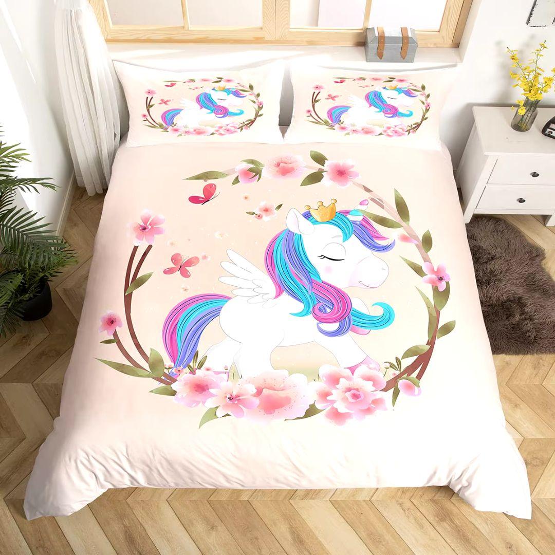 Unicorn Bedding Set – Pink & Purple Galaxy Design for Kids, Girls, Toddlers, Single to King Sizes