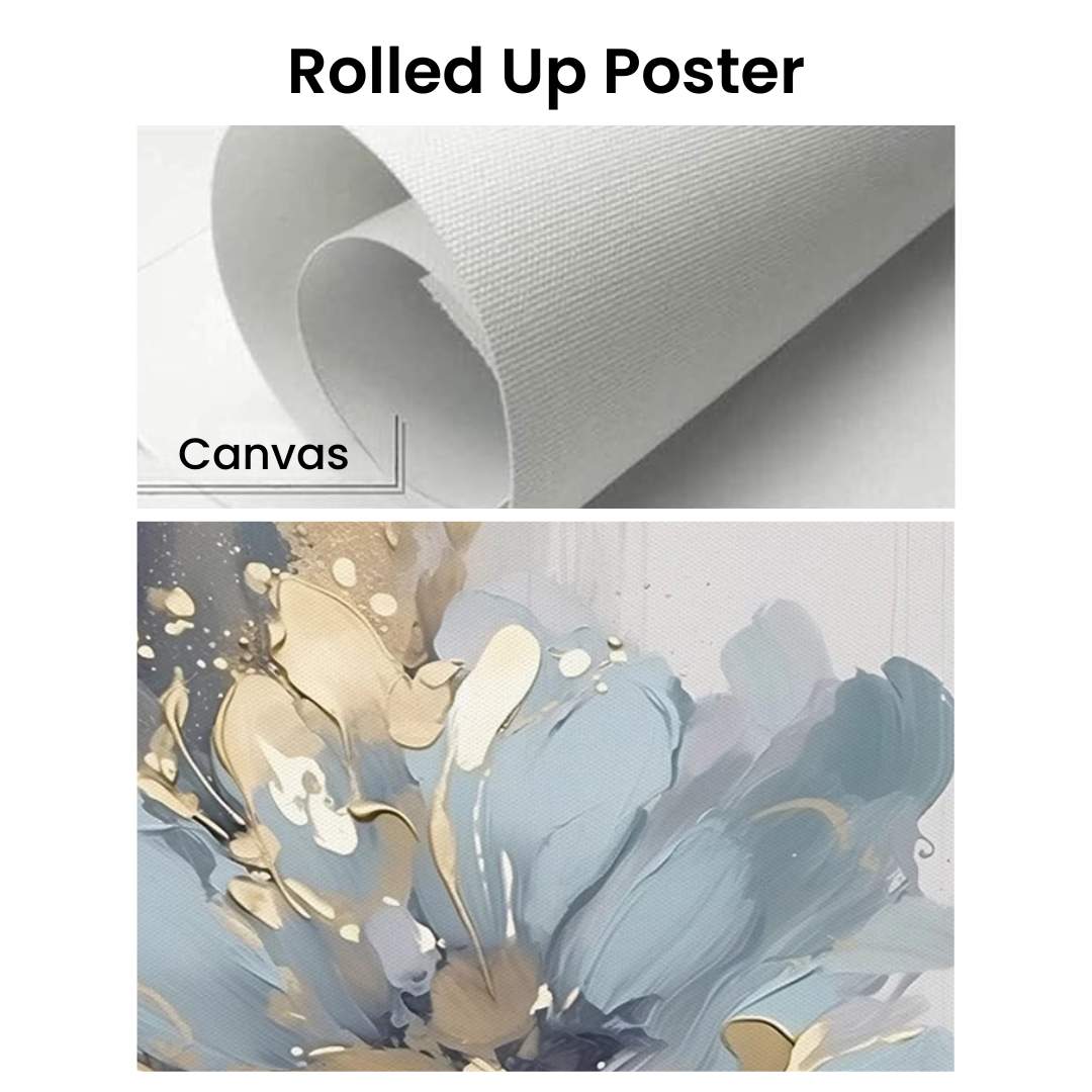 Blue Floral Wall Art | Textured Oil Painting, 2-Piece Canvas, Frameless