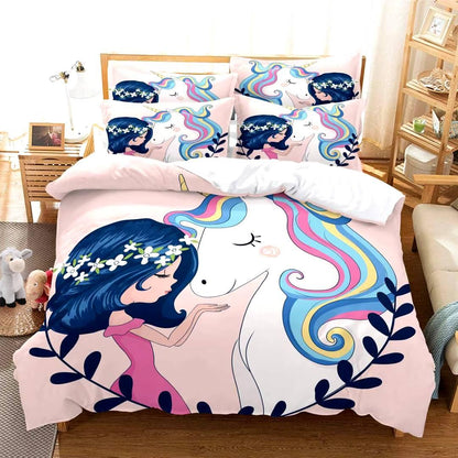 Unicorn Bedding Set – Pink & Purple Galaxy Design for Kids, Girls, Toddlers, Single to King Sizes