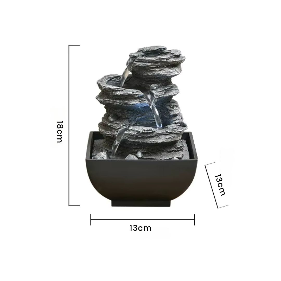 Tabletop Water Fountain – With LED Lights, Indoor Zen Mini Waterfall for Desk Decor