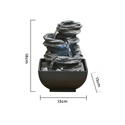 Tabletop Water Fountain – With LED Lights, Indoor Zen Mini Waterfall for Desk Decor