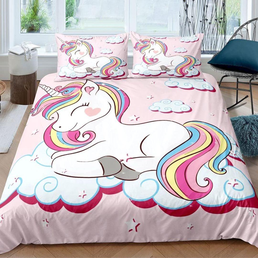 Unicorn Bedding Set – Pink & Purple Galaxy Design for Kids, Girls, Toddlers, Single to King Sizes