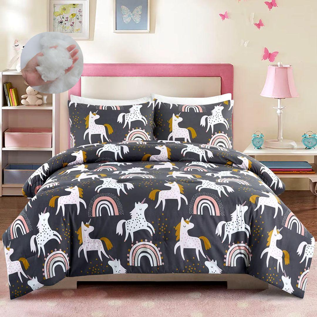 Unicorn Bedding Set – Pink & Purple Galaxy Design for Kids, Girls, Toddlers, Single to King Sizes