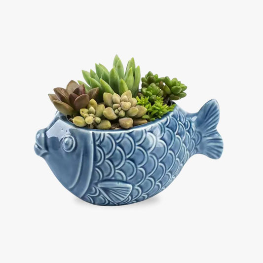 Succulent Pots - Unique Ocean-Inspired Fish, Snail, and Starfish Shaped Planters for Small Cactus and Flowers