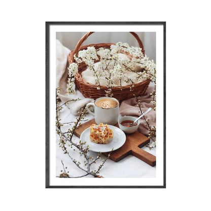 Kitchen Wall Art: Tea Bread Egg Food Canvas Painting for Kitchen Decor